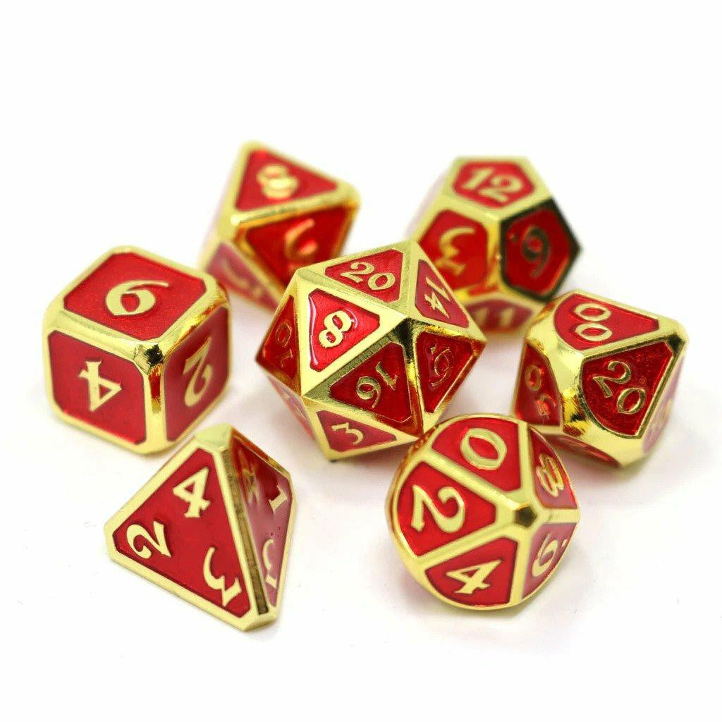 Die Hard Dice 7 Piece RPG Set - Mythica Satin Gold Ruby