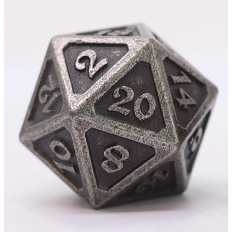 Die Hard Dice Dire d20 - Mythica Dark Silver 