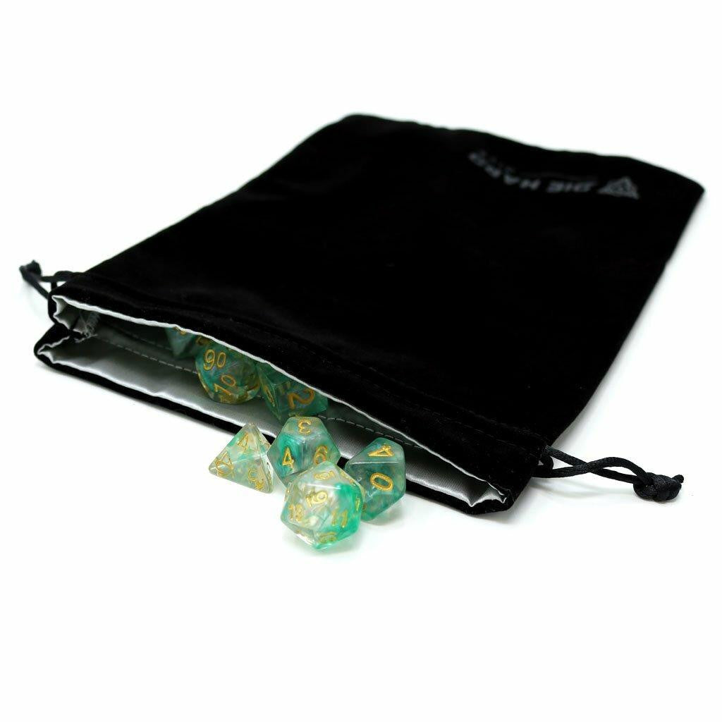 Die Hard Dice Satin Lined Velvet Bag - Large Black