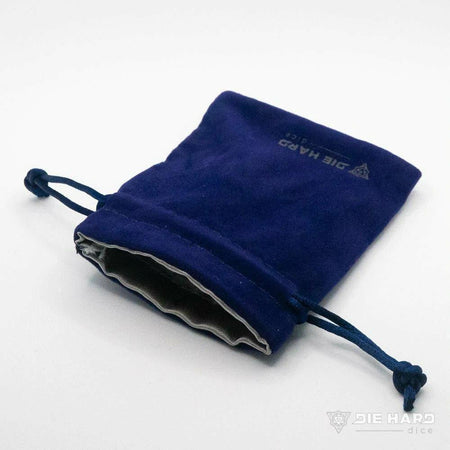 Die Hard Dice Satin Lined Velvet Bag - Small Blue