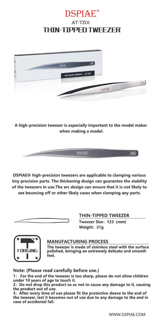 DSPIAE Tools Precision Fine Tipped Tweezer AT-Z01