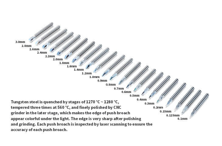 DSPIAE Tools Push Broach Chisel Tungsten Steel .3mm PB-03
