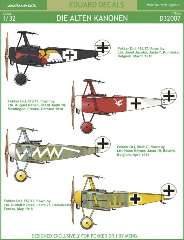 Eduard 1/32 Fokker Dr.1 Decals Pt.2 D32007 