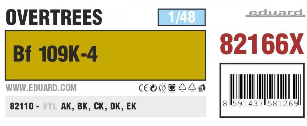 Eduard 1/48 Bf109K-4 Overtrees 82166X 