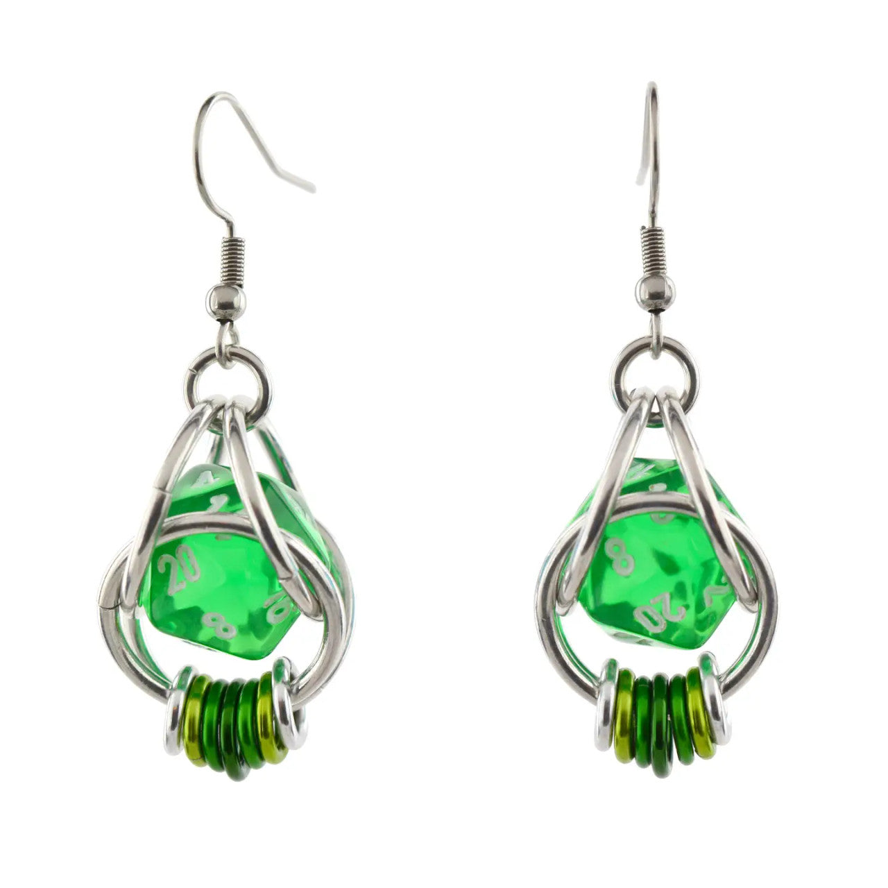 D20 Earrings - LGBTQ Rainbow or Ombre Coil