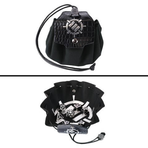 Enhance Gaming 7-Set Enhance: Enamel Dice Set with Drawstring Pouch Black 