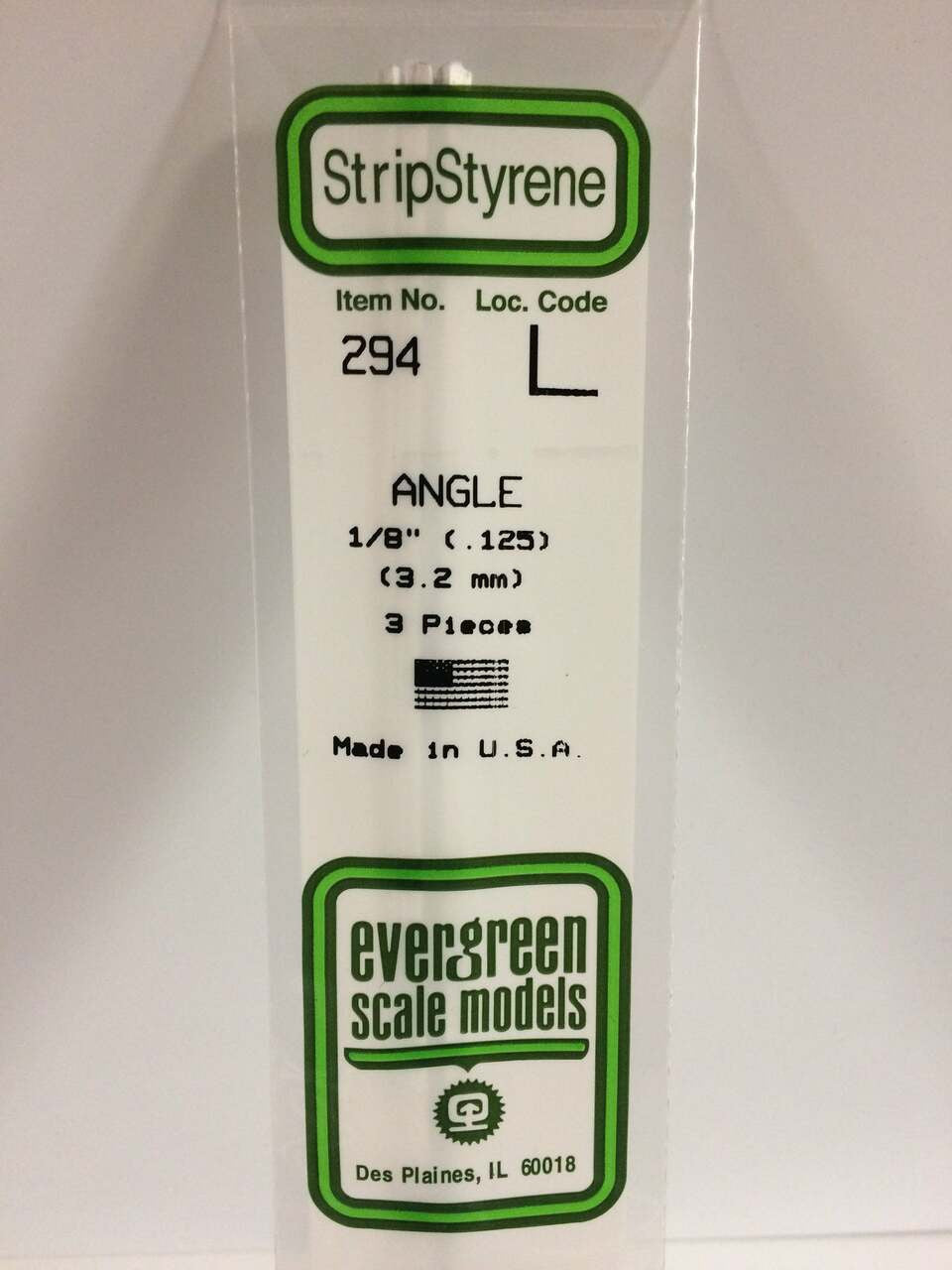 Evergreen Scale Models Angle 1/8 3 294