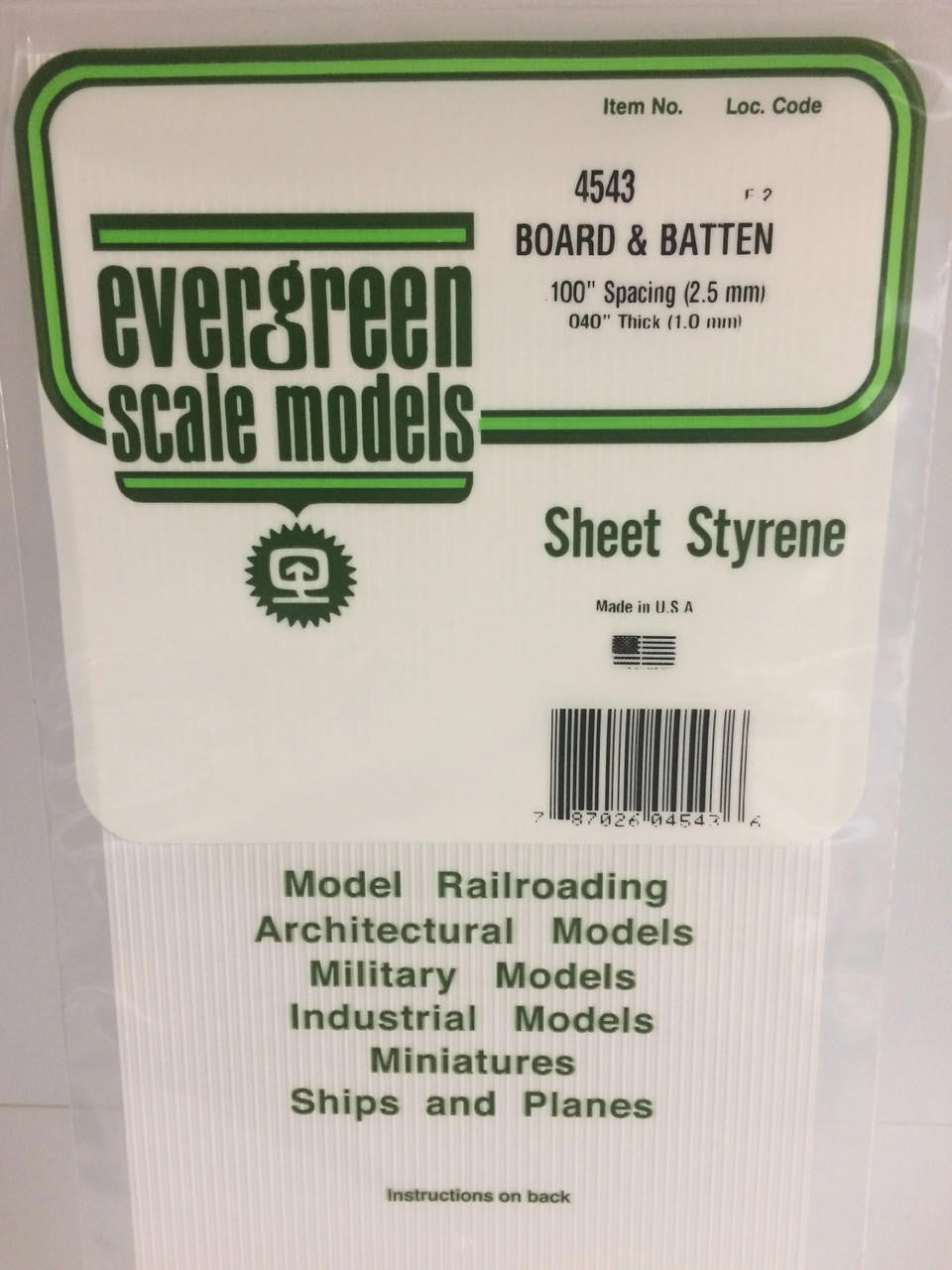 Evergreen Scale Models Board/Batten .100 Spacing 4543 