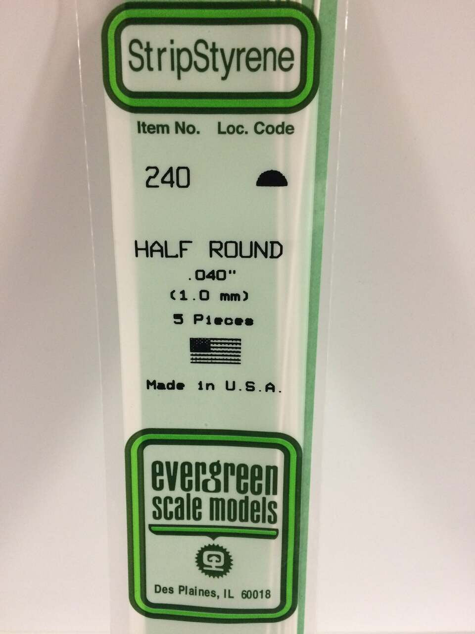 Evergreen Scale Models Half Round .040 5 240