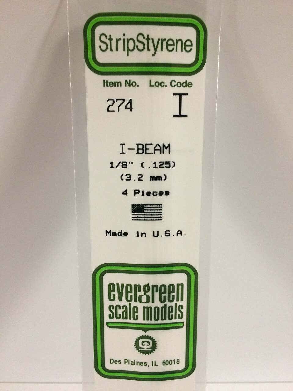 Evergreen Scale Models I-Beam 1/8 4 274