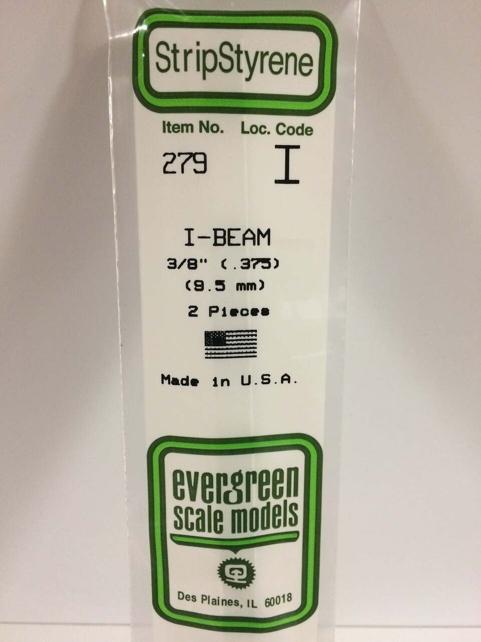 Evergreen Scale Models I-Beam 3/8 2 279