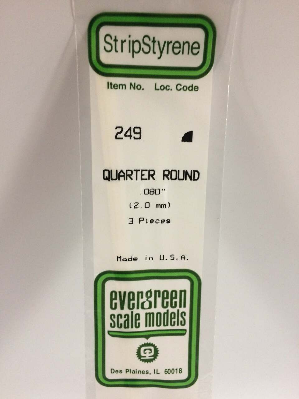 Evergreen Scale Models Quarter Round .080 3 249