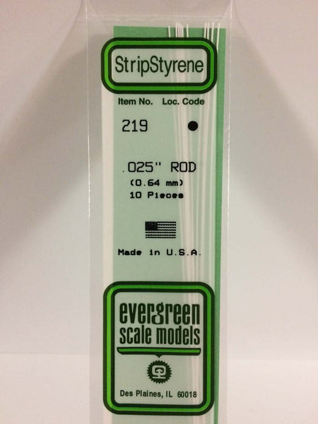 Evergreen Scale Models Round Rod .025 10 219