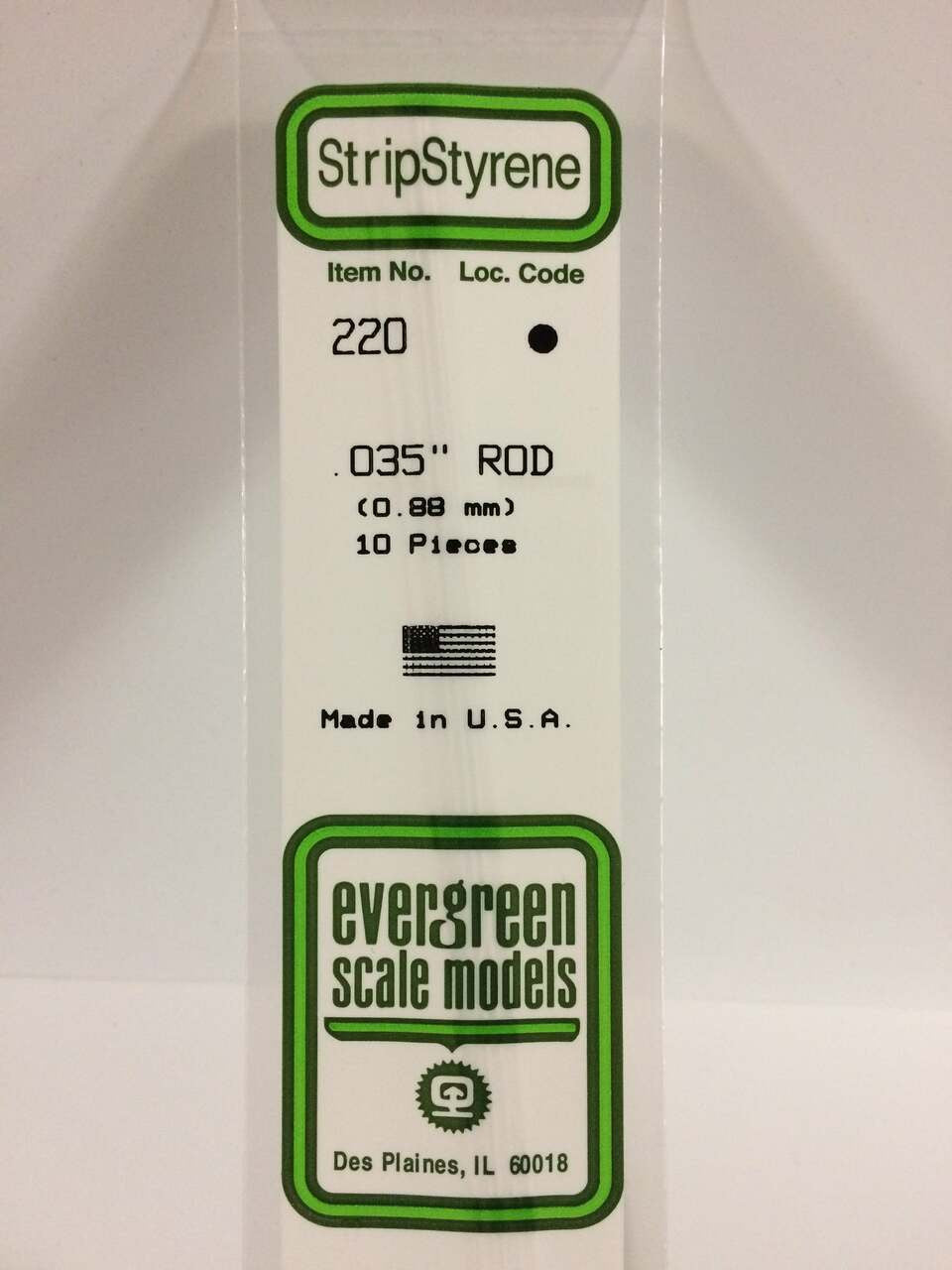 Evergreen Scale Models Round Rod .035 10 220