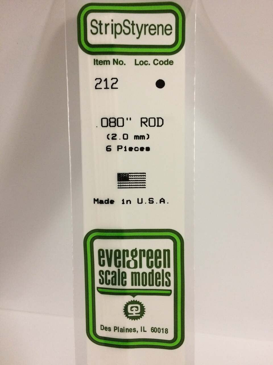 Evergreen Scale Models Round Rod .080 6 212