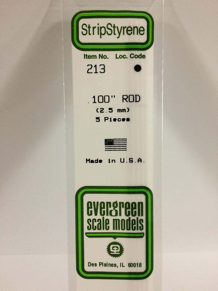 Evergreen Scale Models Round Rod .100 5 213