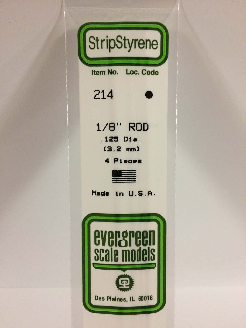 Evergreen Scale Models Round Rod 1/8 4 214