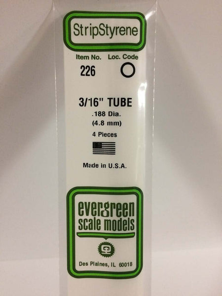 Evergreen Scale Models Round Tubing 3/16 4 226