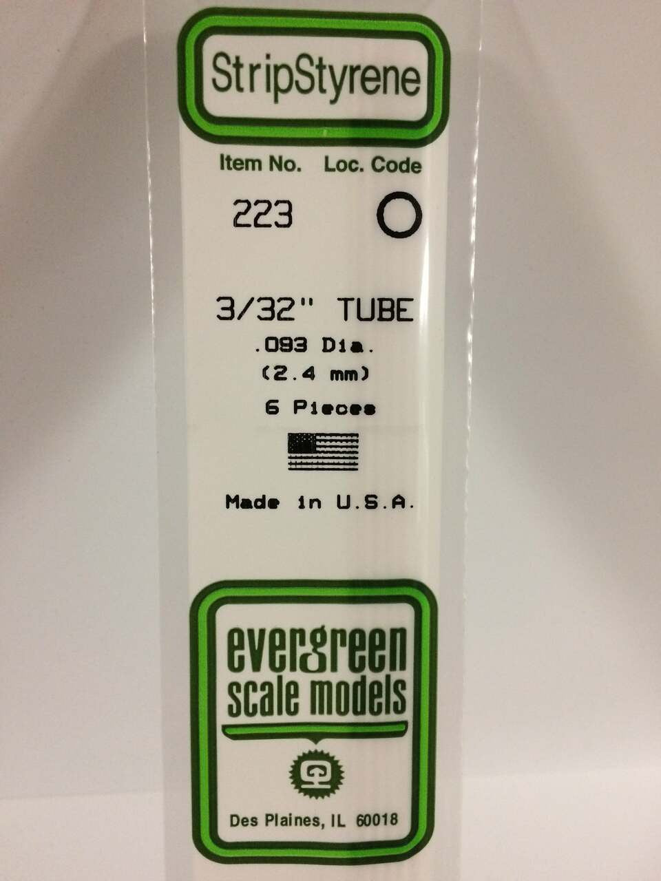 Evergreen Scale Models Round Tubing 3/32 6 223