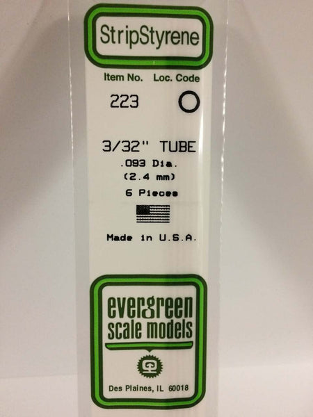 Evergreen Scale Models Round Tubing 3/32 6 223