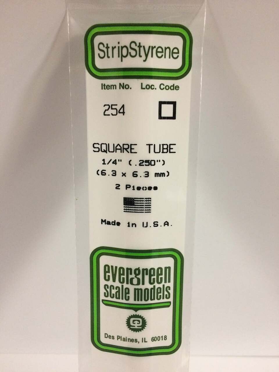 Evergreen Scale Models Square Tubing 1/4 2 254