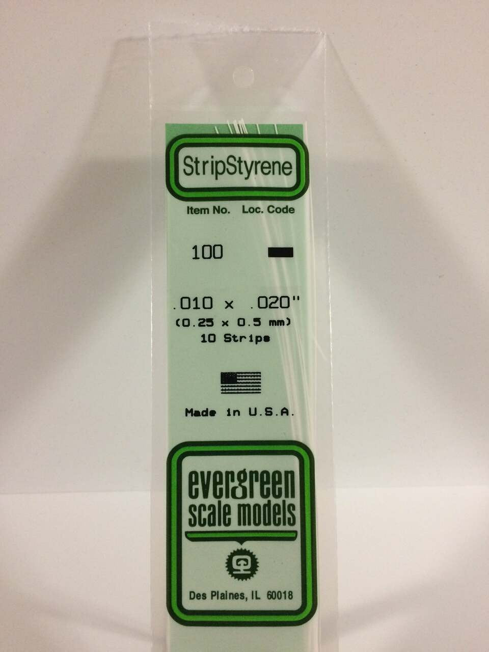 Evergreen Scale Models Strip Styrene .010 x .020 10 100