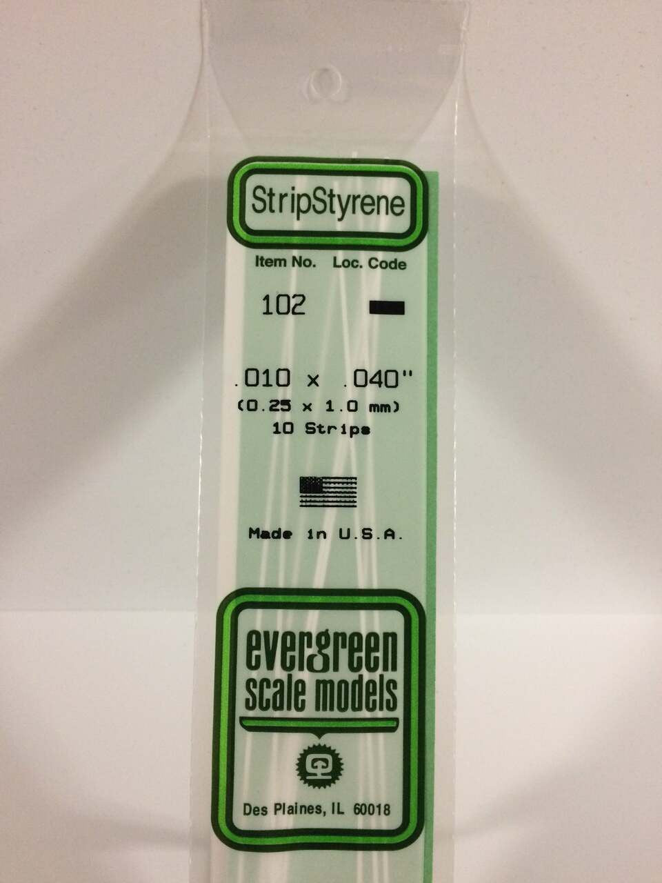 Evergreen Scale Models Strip Styrene .010 x .040 10 102