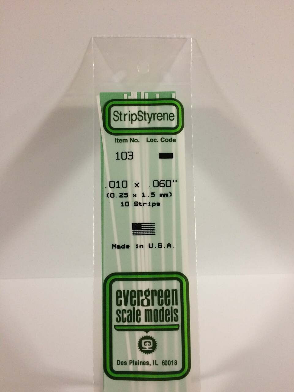 Evergreen Scale Models Strip Styrene .010 x .060 10 103