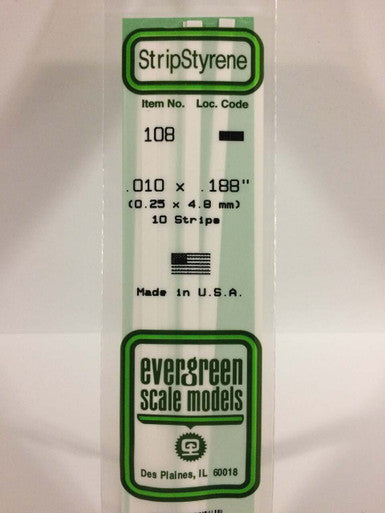 Strip Styrene .010 x .188 (10) 108