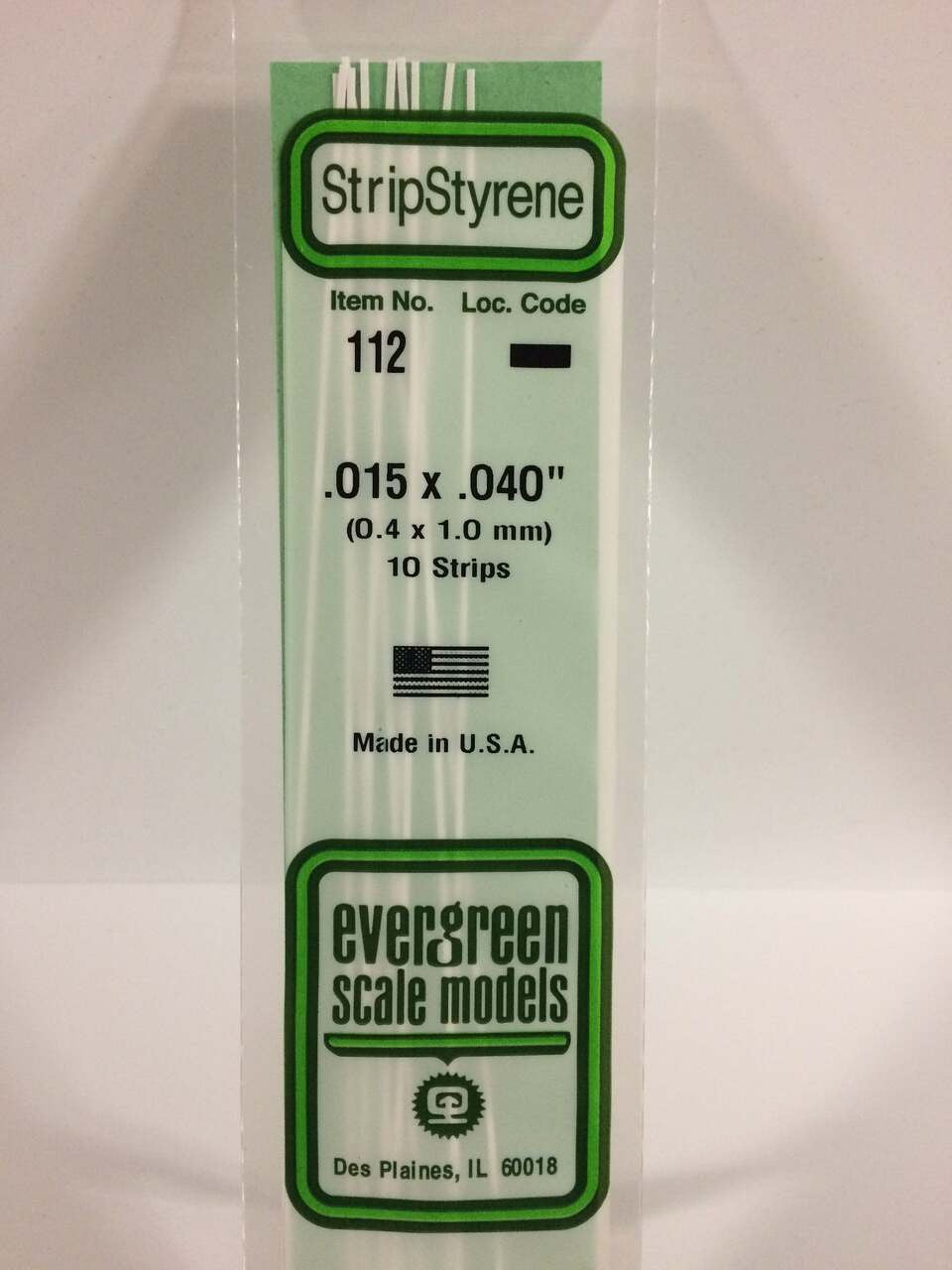 Evergreen Scale Models Strip Styrene .015 x .040 10 112