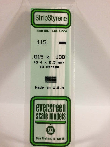 Strip Styrene .015 x .100 (10) 115