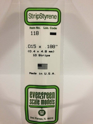 Strip Styrene .015 x .188 (10) 118