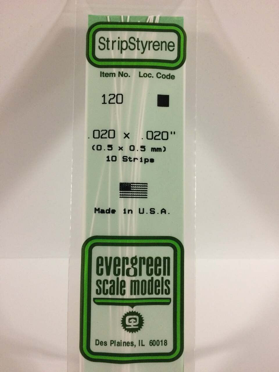 Evergreen Scale Models Strip Styrene .020 x .020 10 120