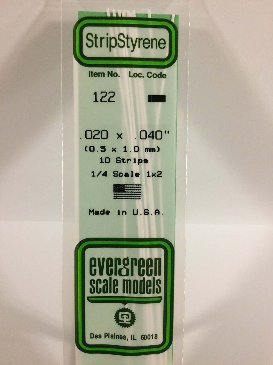 Evergreen Scale Models Strip Styrene .020 x .040 10 122