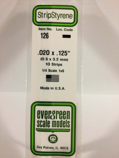 Strip Styrene .020 x .125 (10) 126