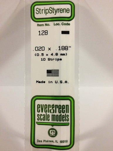 Strip Styrene .020 x .188 (10) 128