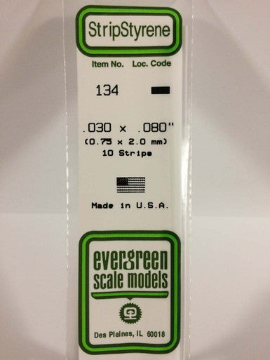 Strip Styrene .030 x .080 (10) 134