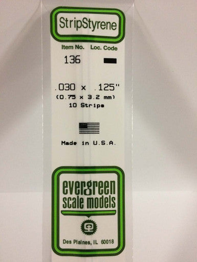 Strip Styrene .030 x .125 (10) 136