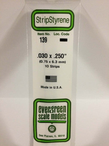 Strip Styrene .030 x .250 (10) 139