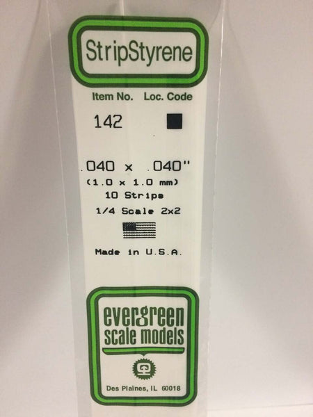 Evergreen Scale Models Strip Styrene .040 x .040 10 142