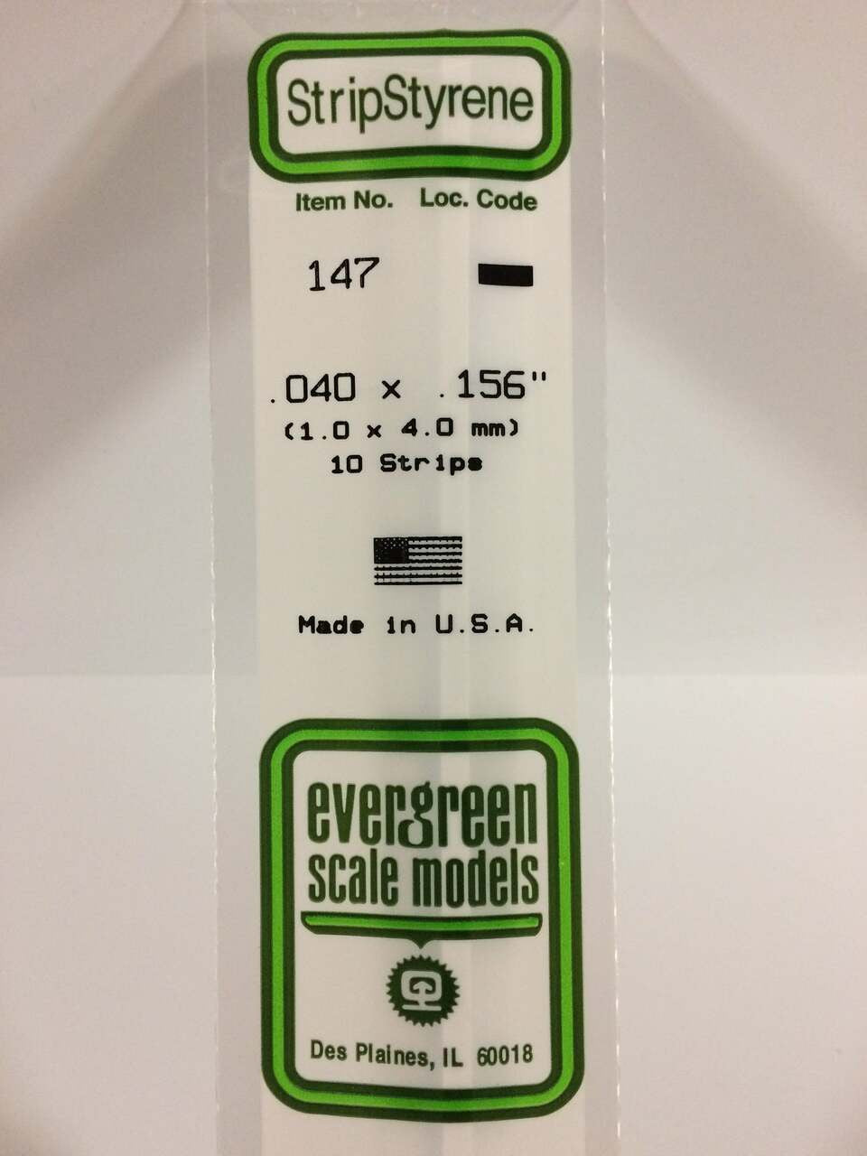 Evergreen Scale Models Strip Styrene .040 x .156 10 147
