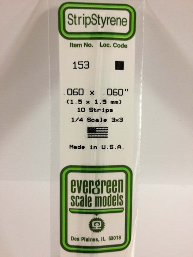 Strip Styrene .060 x .060 (10) 153
