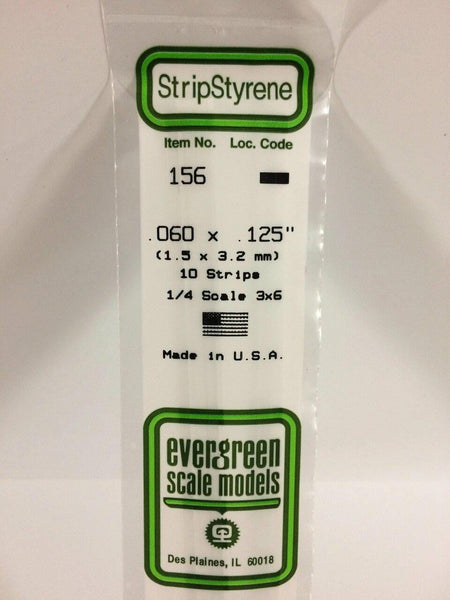 Evergreen Scale Models Strip Styrene .060 x .125 10 156