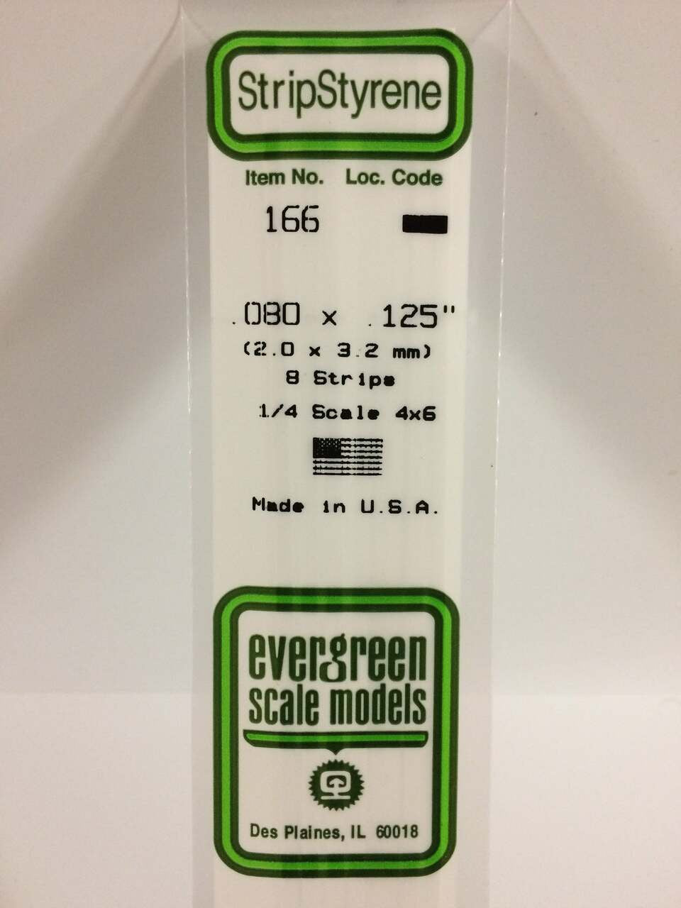 Evergreen Scale Models Strip Styrene .080 x .125 8 166
