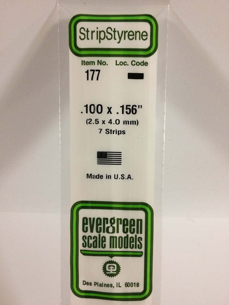 Evergreen Scale Models Strip Styrene .100 x .156 7 177