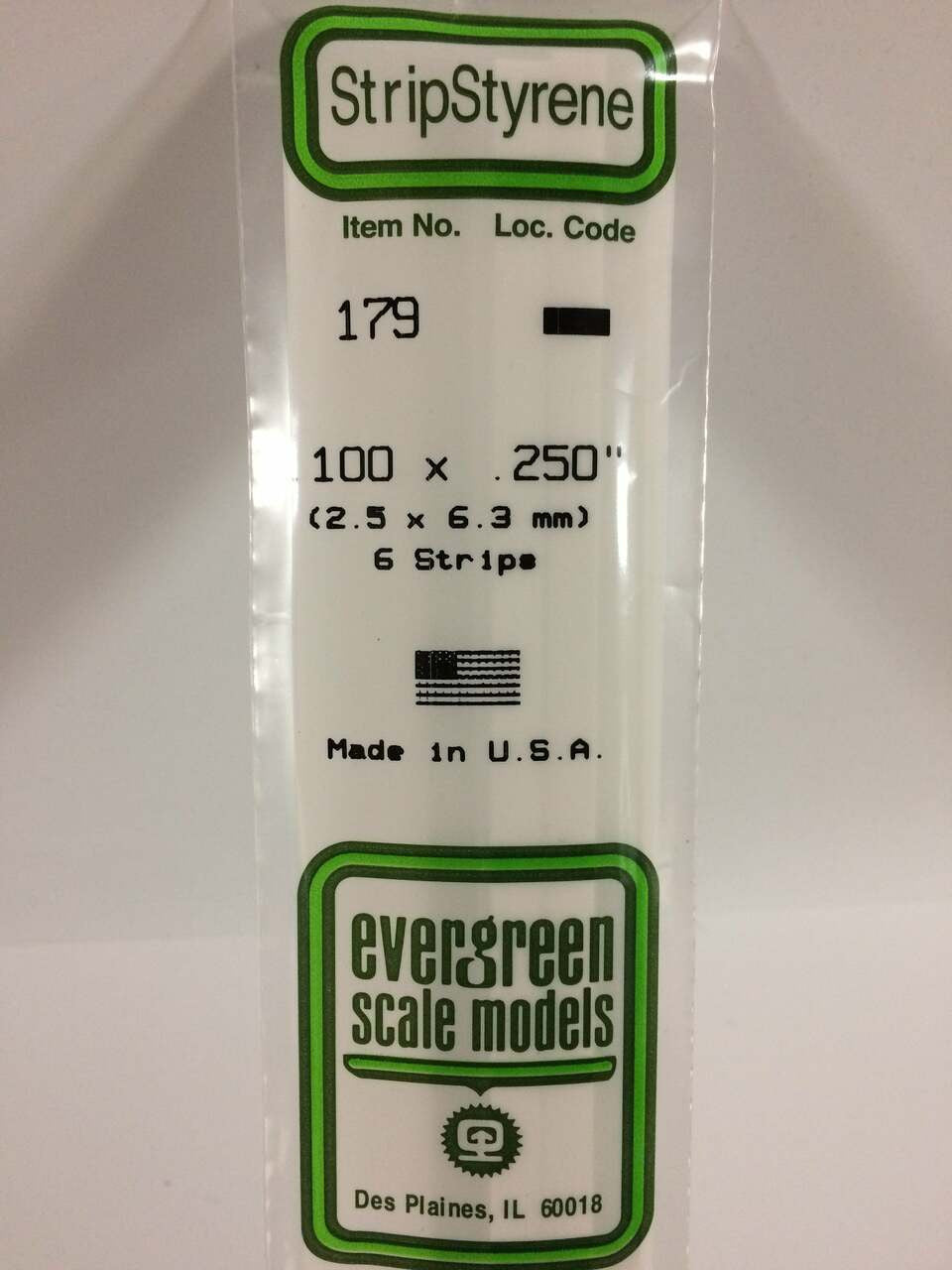 Evergreen Scale Models Strip Styrene .100 x .250 6 179