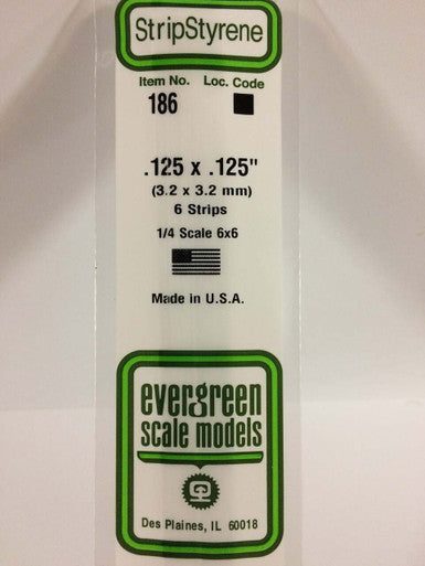 Strip Styrene .125 x .125 (6) 186