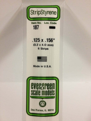 Strip Styrene .125 x .156 (6) 187