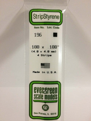 Strip Styrene .188 x .188 (4) 196