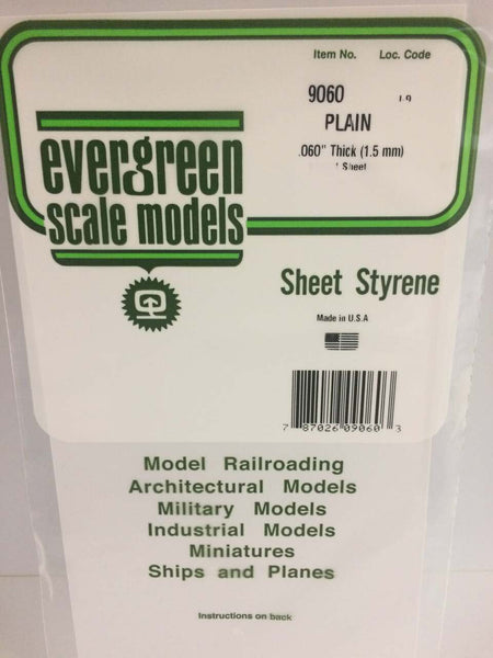 Evergreen Scale Models White Sheet .060 x 6 x 12 9060